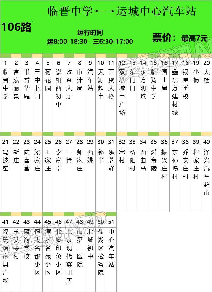 最新！城际公交101路—109路发车时间及站点|泛亚电竞(图6)