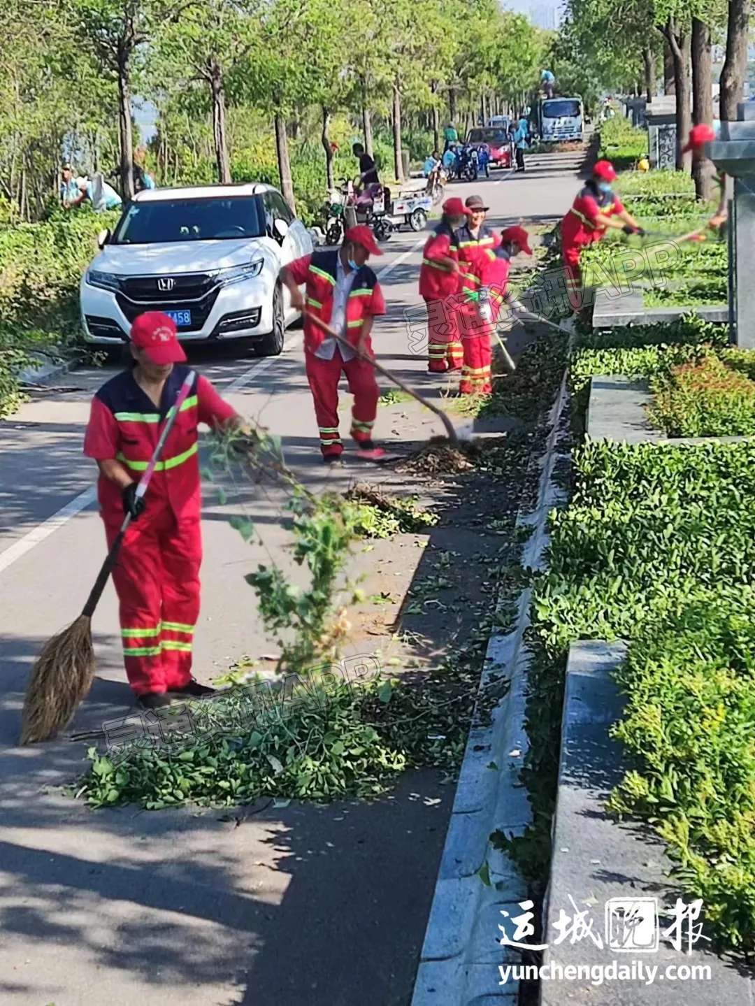 半岛官方下载入口_运城市城市管理局集中整治滨湖大道跨湖大道环境(图3)