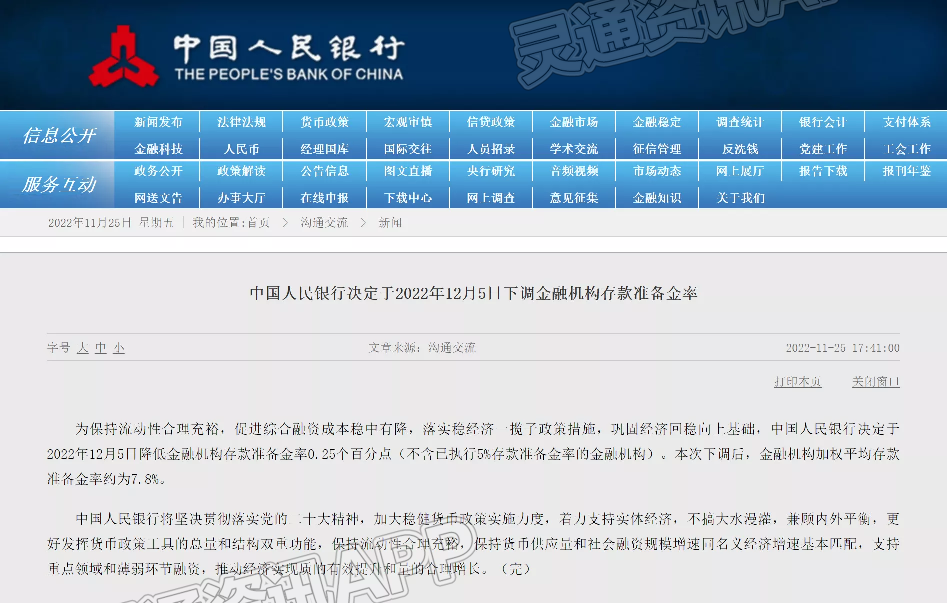 中国人民银行决定于2022年12月5日下调金融机构存款准备金...：PP电子官网