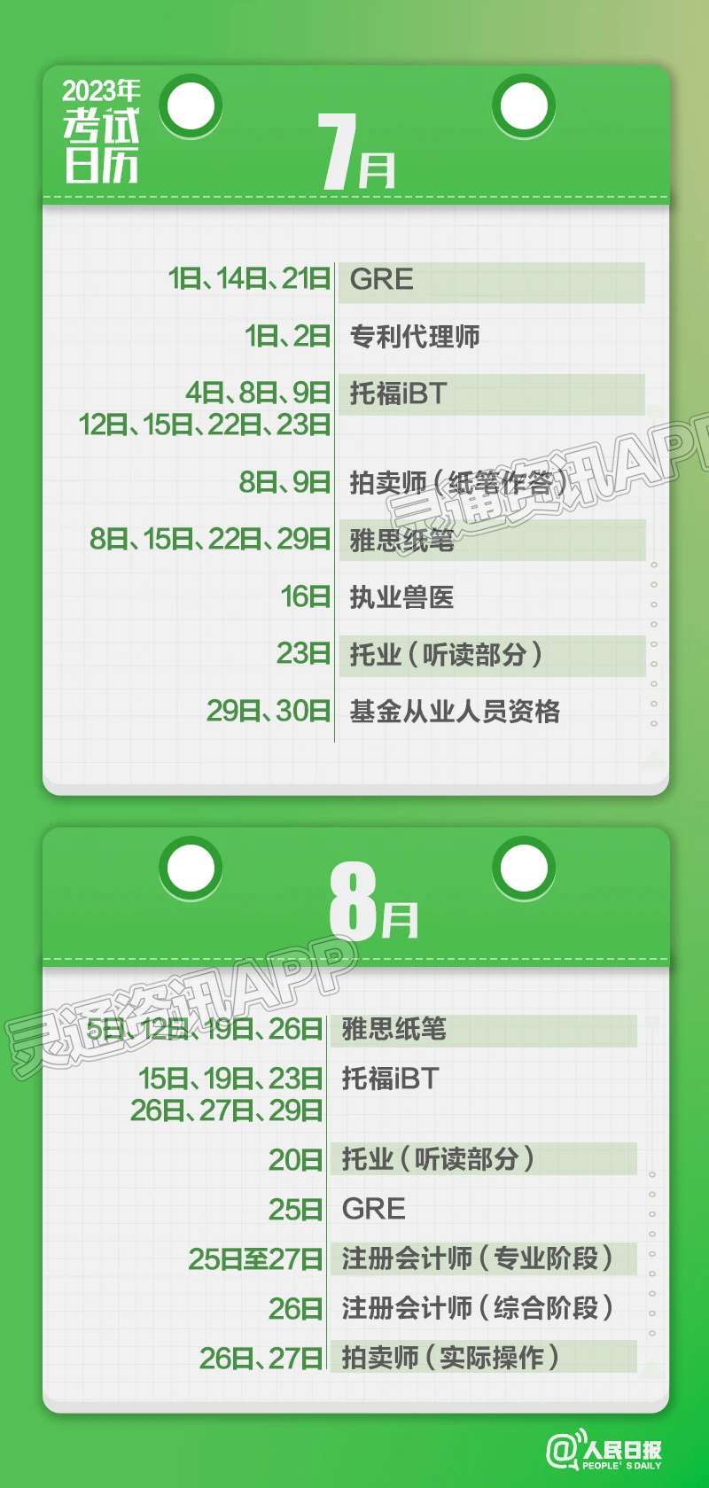 雷火电竞首页：收藏！2023年考试日历来了(图6)