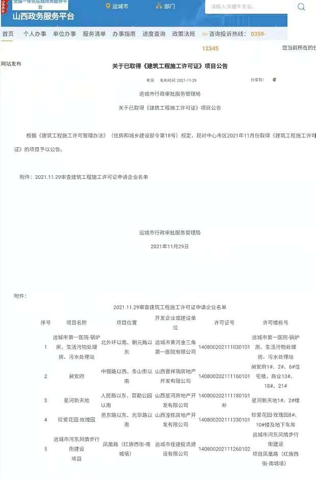 半岛官方下载地址|最新公告！2021年11月份取得《建筑工程施工许可证》项目公布，共5项！(图1)