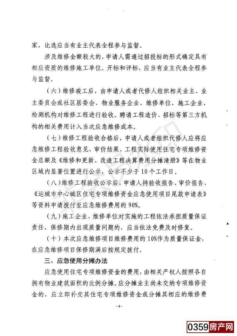 泛亚电竞-最新消息！运城市中心城区住宅专项维修资金应急使用范围和程序公布(图4)