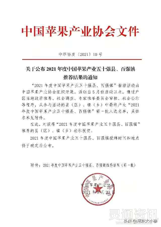 半岛官方下载地址_平陆、万荣及多个乡镇上榜！2021年度中国苹果产业50强县和百强镇出炉(图1)