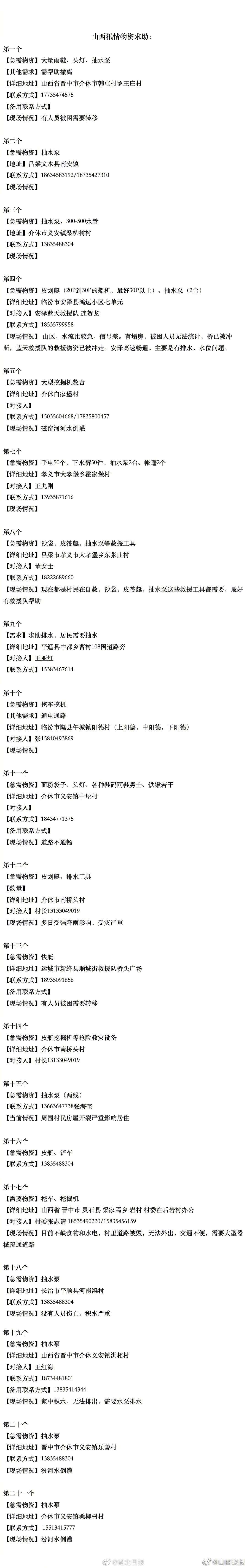 转发扩散！山西急需物资汇总！望社会各界爱心人士伸出援手！【ag九游会登录j9入口】