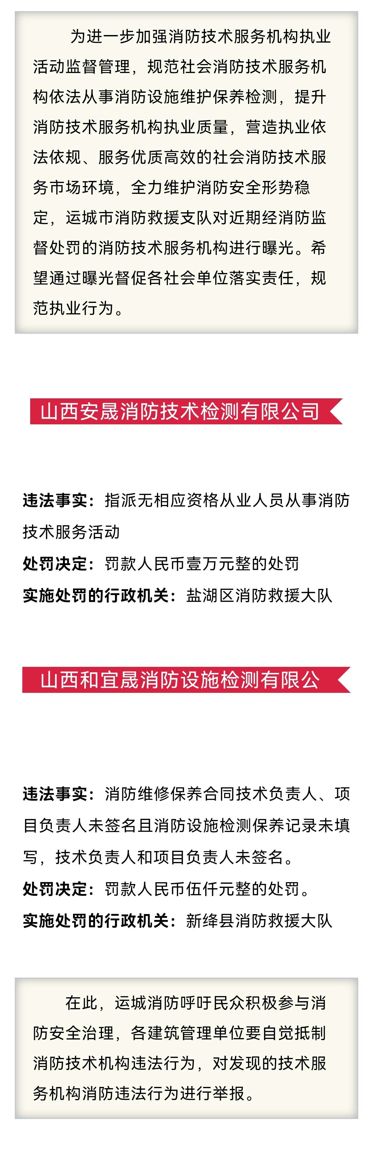 未按规定执业 运城两消防技术服务机构受罚‘bat365官方网站’(图2)