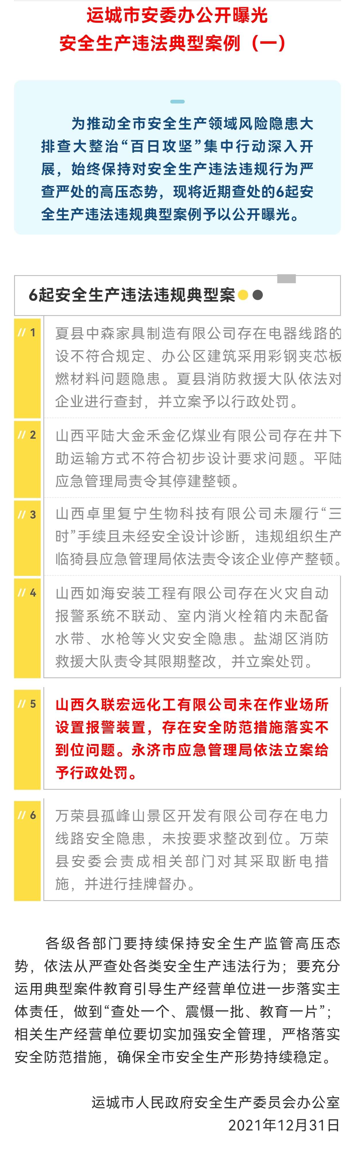 运城市安委办公开曝光6起安全生产违法典型案例‘pg电子平台网站’(图1)