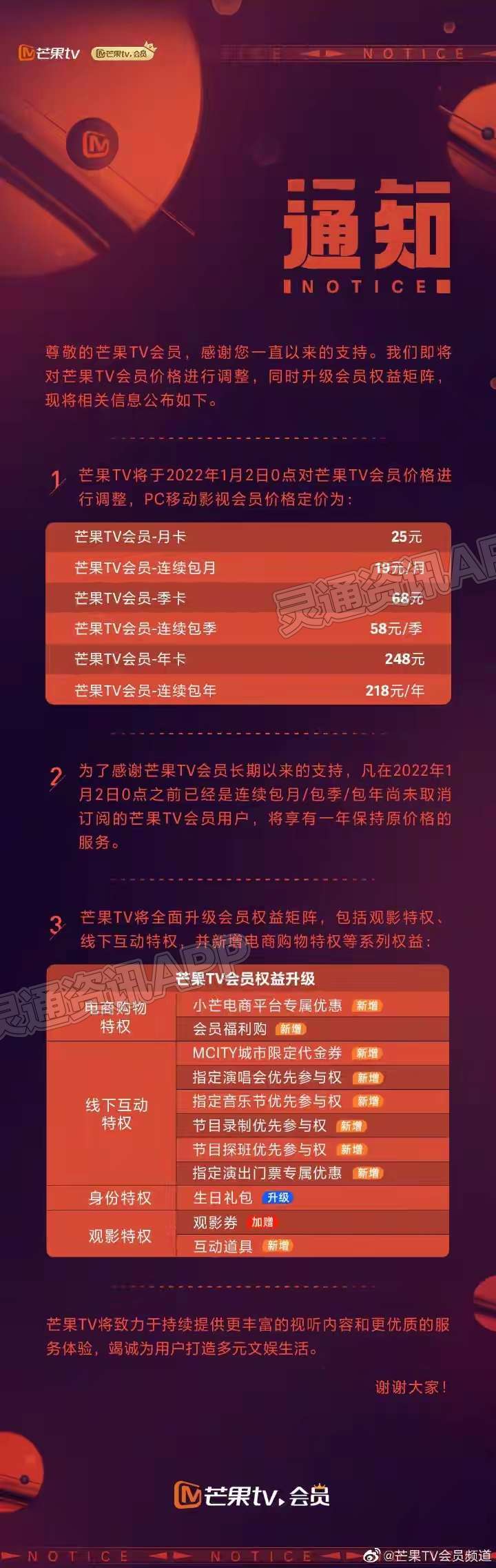 江南JN体育登录入口：芒果TV将上调会员价格！连续包月上调1元、连续包年上调10元(图1)